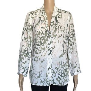 mossimo Blouse Long Sleeve Size S supply co white & green watercolor peasant